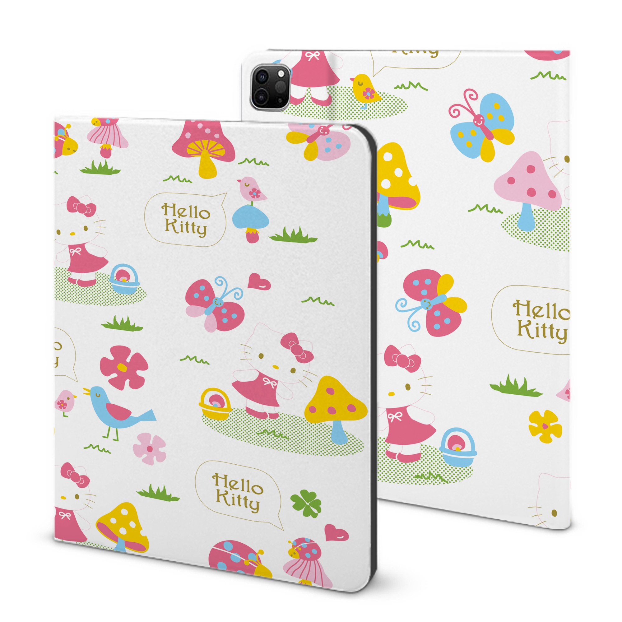 （画像用） Hello Kitty ハローキティ IPad ケース ブック型 PUレザー TPU 耐衝撃 軽量 薄型 ペン収納なし 全面保護 IPad 各モデル対応